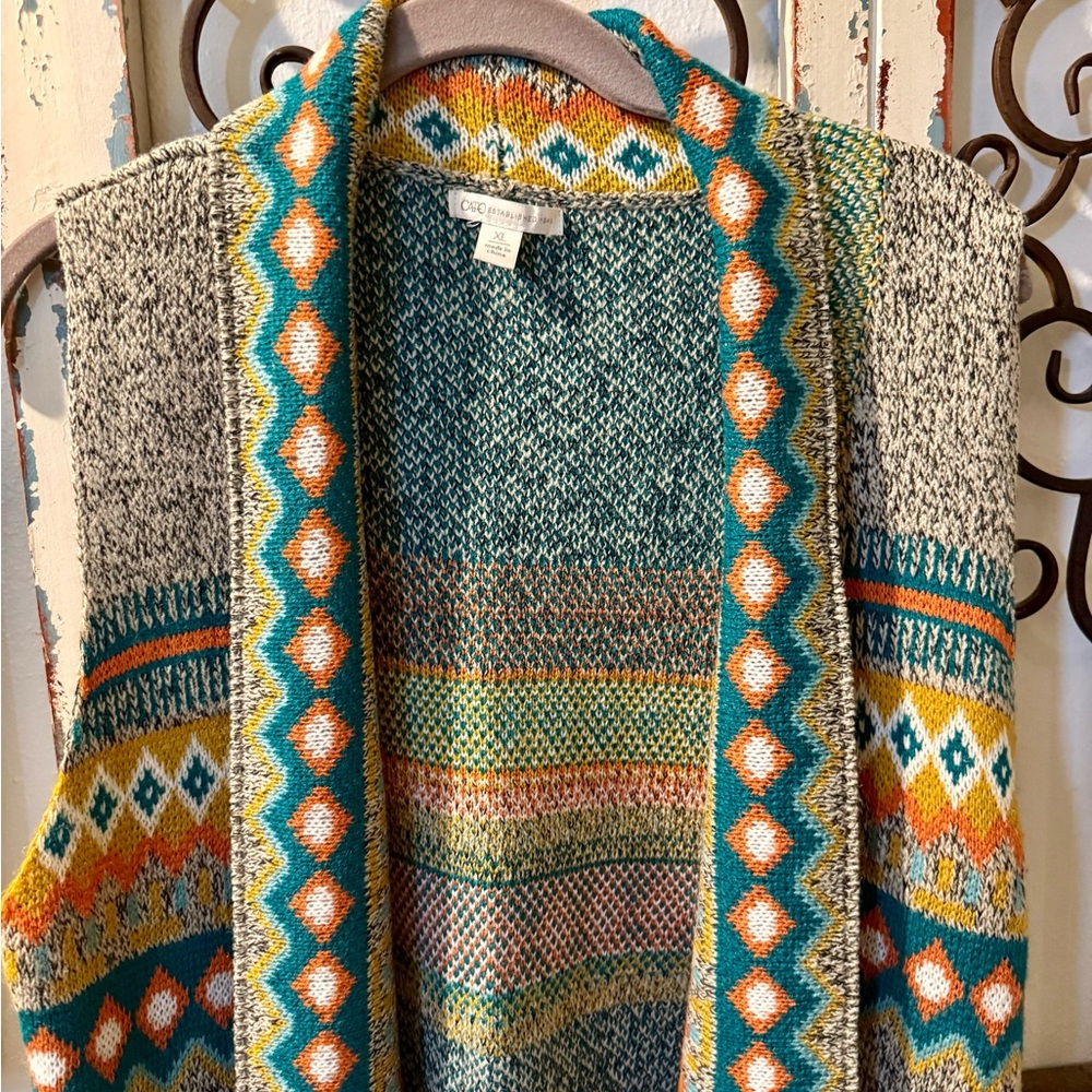 Cato Multicolor Patterned Cardigan